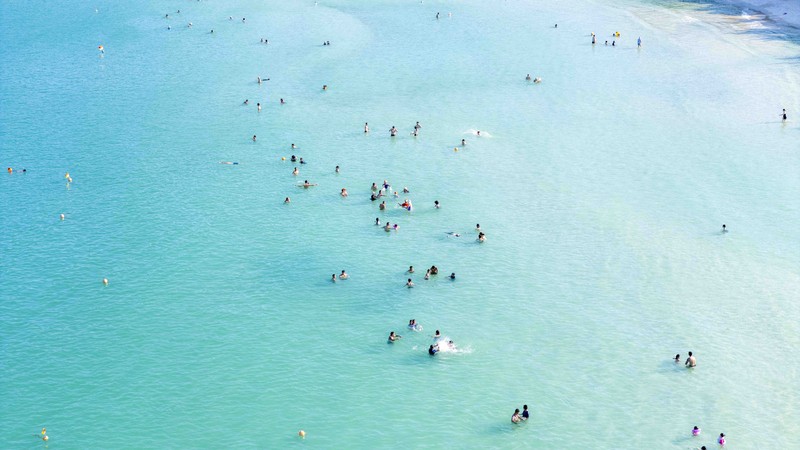 crystal clear water khem beach