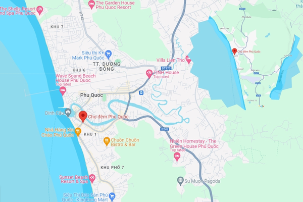 chợ đêm Phú Quốc bản đồ google map