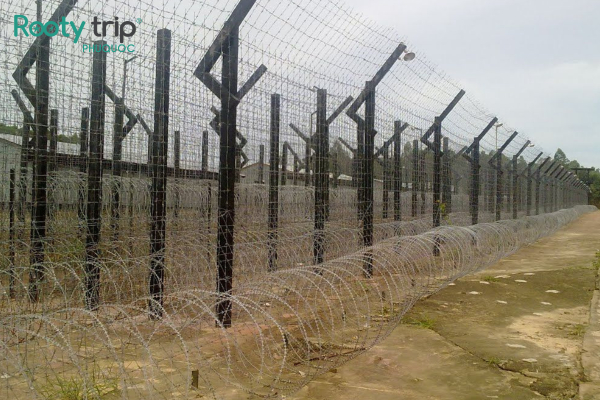 Phu Quoc Prison is surrounded by barbed wire fences
