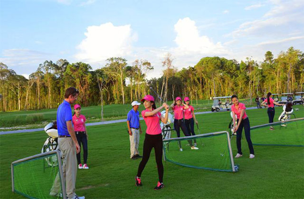 The golf course has a dedicated practice area