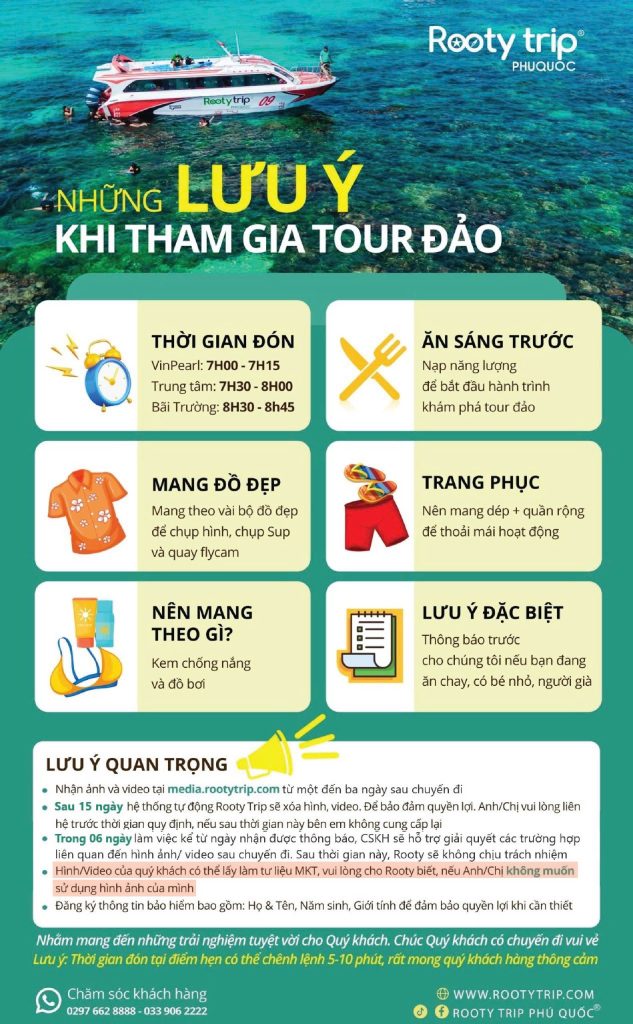 Lưu ý khi đi tour cano đảo Phú Quốc cùng Rooty Trip