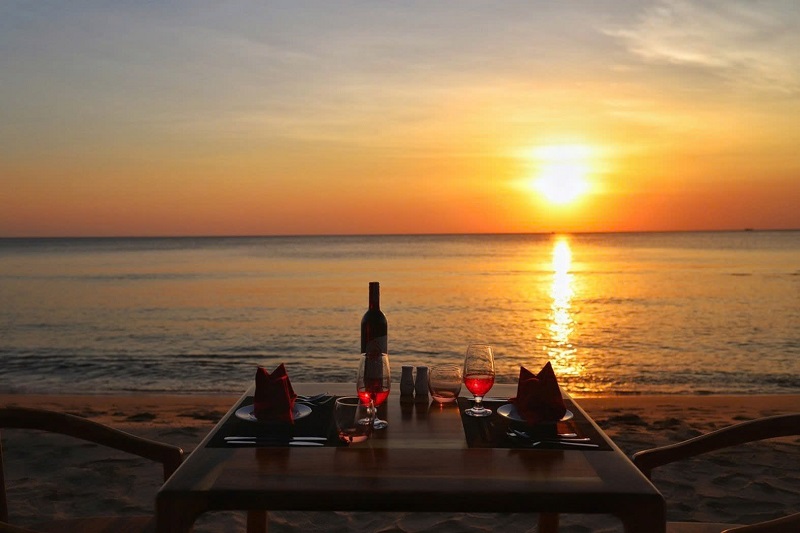 snorkeling tour to see coral reefs and watch the sunset.